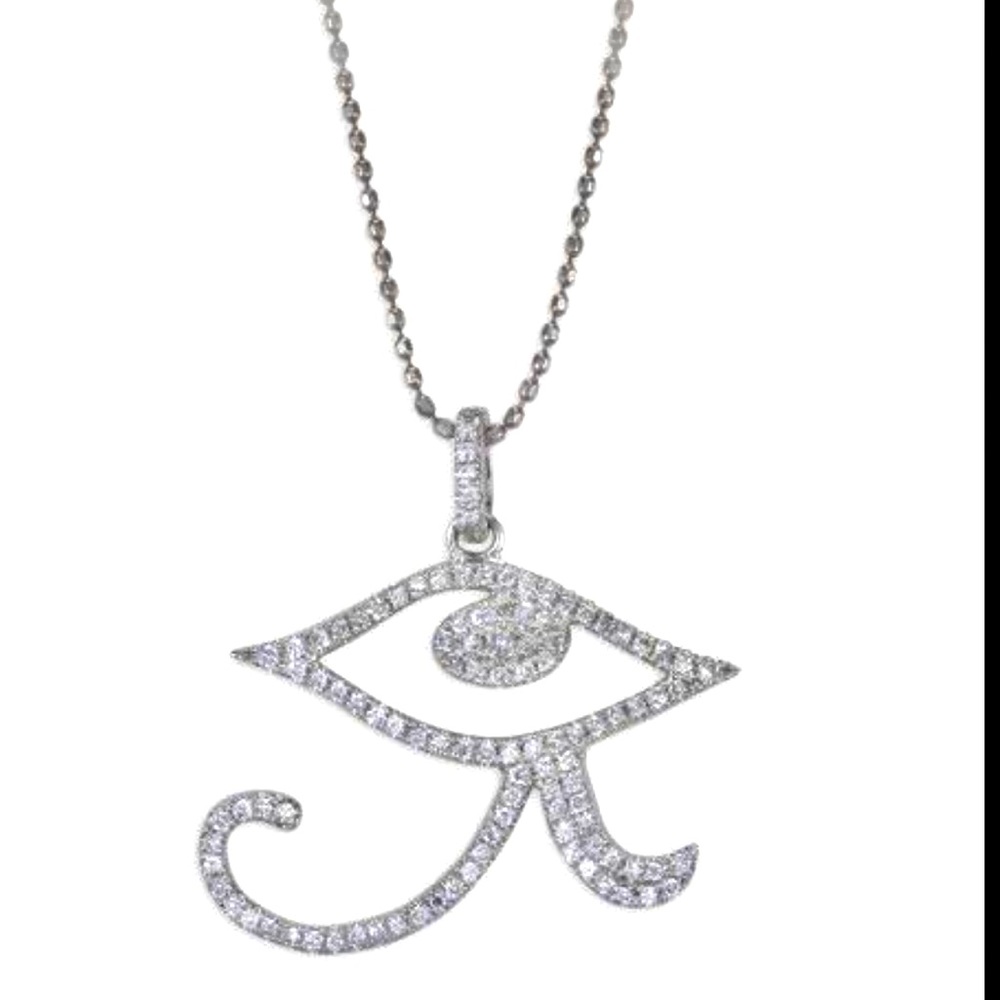 RARE, Sydney Evan Eye of Rah pendant, white gold with pave diamonds.